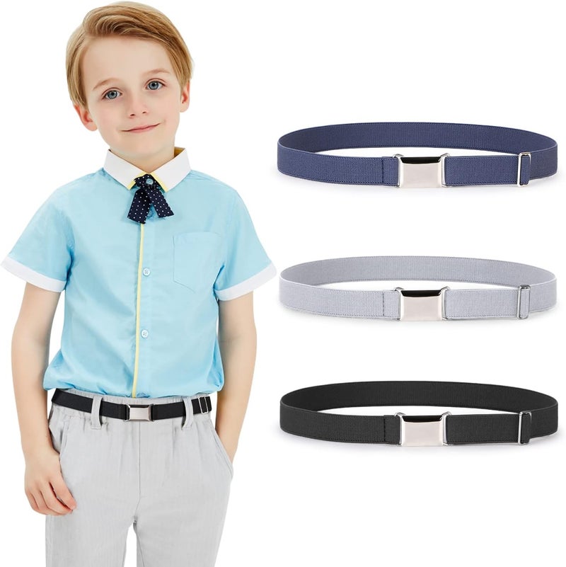 Jas. Good Kids Toddler Belt Elastic Stretch Adjustable Belt for Boys and Girls with Silver Square Buckle 2 Pack - Image 1